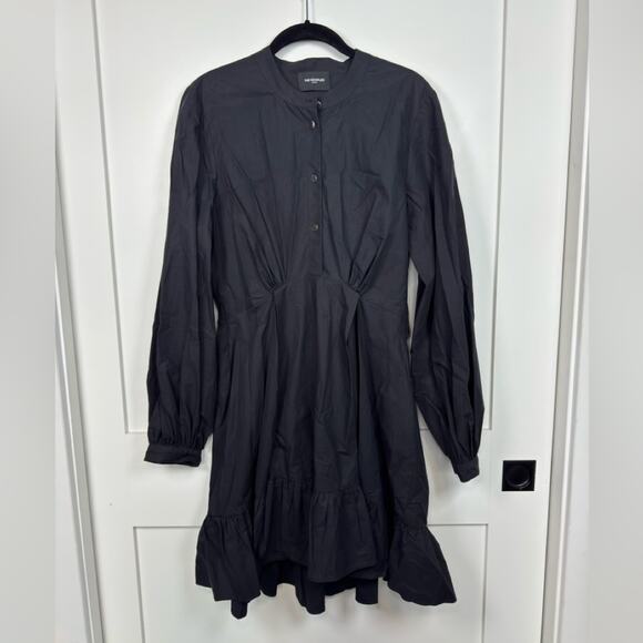 The Kooples Ruffled Long Sleeve Buttoned Shirt Dress Size 3 Large - Picture 4 of 9